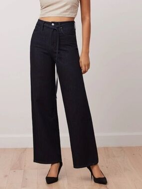 Yoga Jeans Lily Wide Leg Jeans Women 28 Dark Wash High Rise